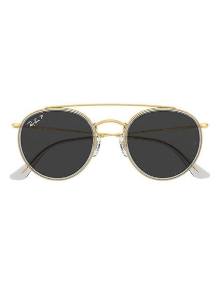 Ray Ban Rb3647n 9210/48 Round Double Bridge Negro Polarizado Dorado