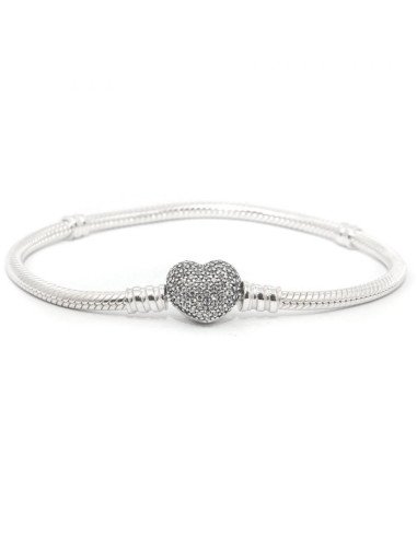Brazalete Pandora Moments cadena de serpiente con broche de corazon 590727CZ