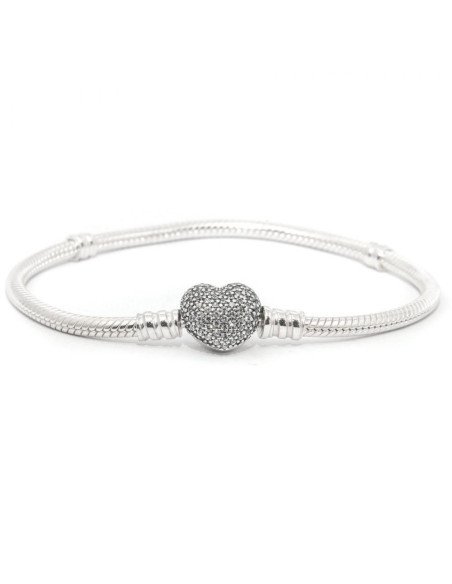 Brazalete Pandora Moments cadena de serpiente con broche de corazon 590727CZ