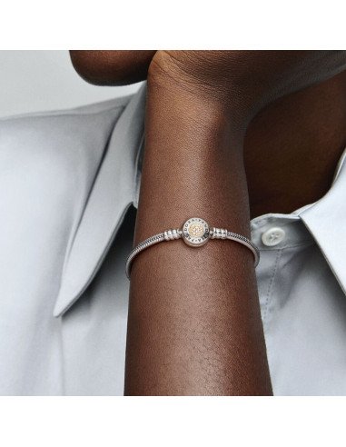 Brazalete Pandora Moments cadena de serpiente con broche Dos Tonos 590741CZ