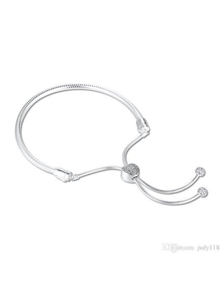 Brazalete Pandora Moments deslizante de cadena de serpiente con corazon 598699C01