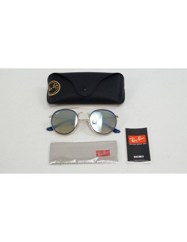 Ray Ban Rb3647n 001/9u Round Double Bridge Azul Espejo Dorad | Sunn...