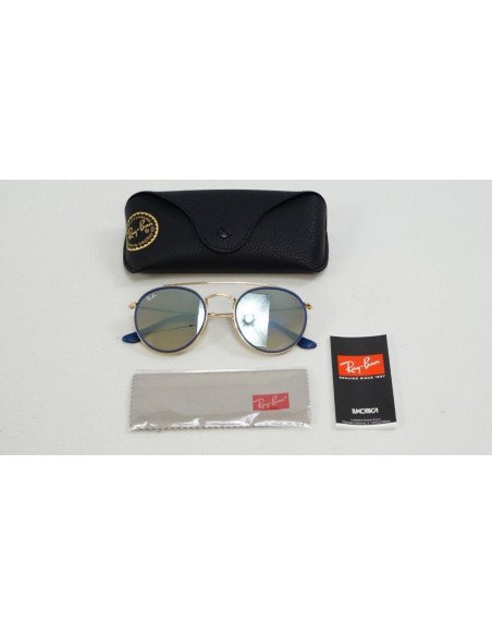 Ray Ban Rb3647n 001/9u Round Double Bridge Azul Espejo Dorad | Sunn...