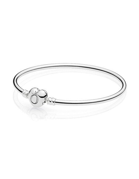 Brazalete Pandora de plata, cierre de corazón con logo  596268