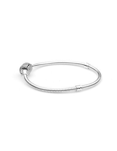 Brazalete Pandora Moments cadena de serpiente con broche de pavé centelleante 590723cz