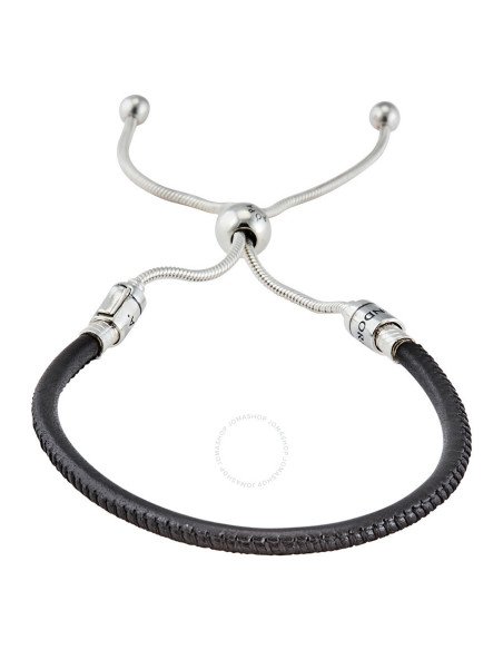 Brazalete Pandora Moments deslizante de cuero negro 597225CBK