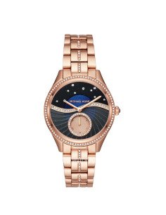 Michael Kors Lauryn Crystal cuarzo esfera negra reloj MK3723
