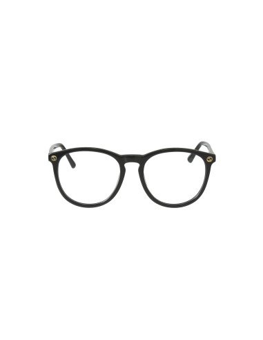 Gucci Gg0027O 001 Oftalmico Round Acetato Negro Dorado | Sunnies.uno