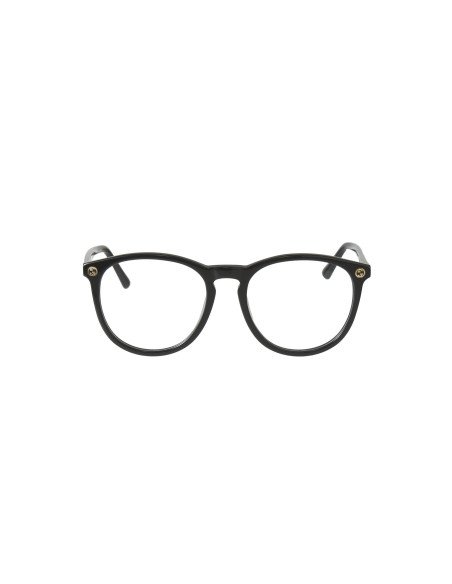 Gucci Gg0027O 001 Oftalmico Round Acetato Negro Dorado | Sunnies.uno