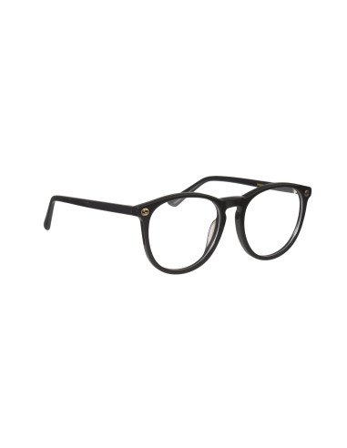 Gucci Gg0027O 001 Oftalmico Round Acetato Negro Dorado | Sunnies.uno
