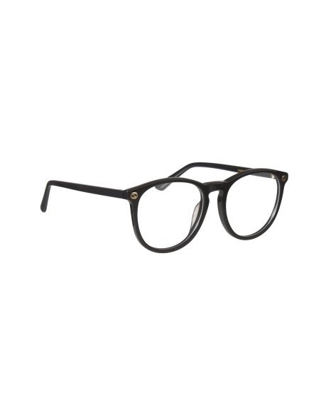Gucci Gg0027O 001 Oftalmico Round Acetato Negro Dorado | Sunnies.uno