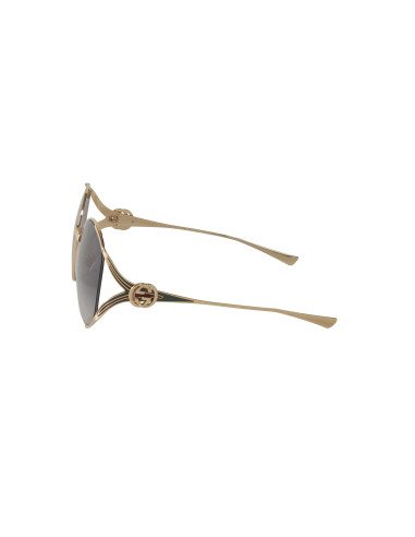Gucci GG0225S 001 Oval Oversized Gris degradado Dorado
