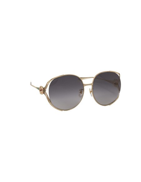 Gucci GG0225S 001 Oval Oversized Gris degradado Dorado