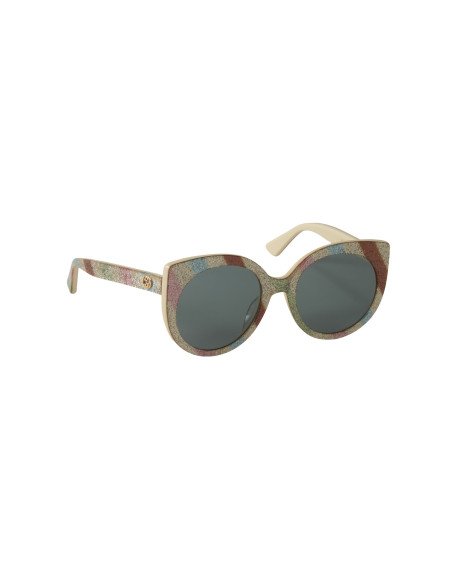 Gucci Gg0325S 004 Round Acetato Blanco Brillante Gris Original | Su...