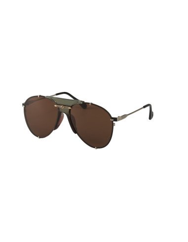 Gucci Gg0740S 003 Aviator Metal Cafe Transparente Dorado | Sunnies.uno