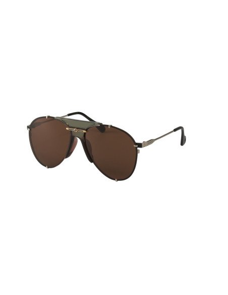 Gucci Gg0740S 003 Aviator Metal Cafe Transparente Dorado | Sunnies.uno