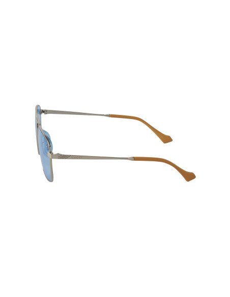 Gucci GG0743S 003 Aviator Square Metal Azul transparente Plata | Su...