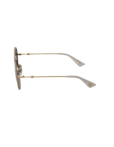 Gucci Gg0061s 014 Round Double Bridge Negro Espejo dorado | Sunnies...