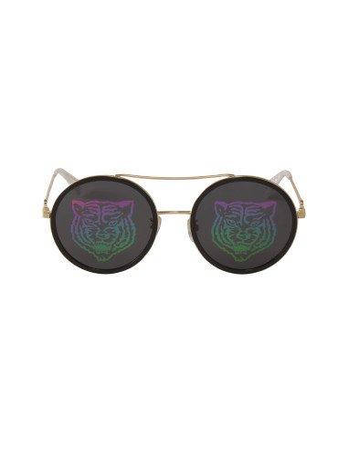 Gucci Gg0061s 014 Round Double Bridge Negro Espejo dorado | Sunnies...