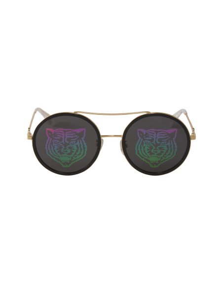 Gucci Gg0061s 014 Round Double Bridge Negro Espejo dorado | Sunnies...