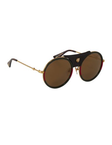 Gucci Gg0061s 017 Round Double Bridge Negro Clasico Piel  | Sunnies.uno