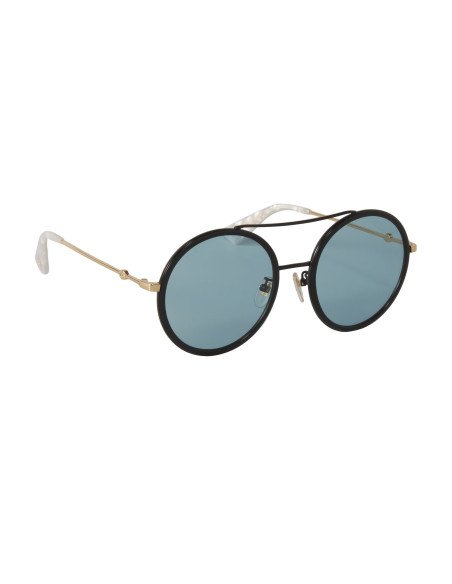 Gucci Gg0061s 021 Round Double Bridge Negro Verde transparente | Sunni...