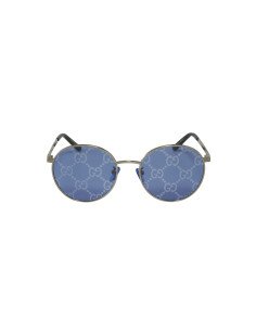 Gucci Gg0944Sa 004 Round Metal Plateado Azul Logo Espejo | Sunnies.uno 2