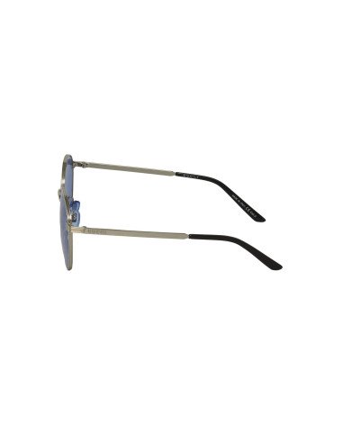Gucci Gg0944Sa 004 Round Metal Plateado Azul Logo Espejo | Sunnies.uno