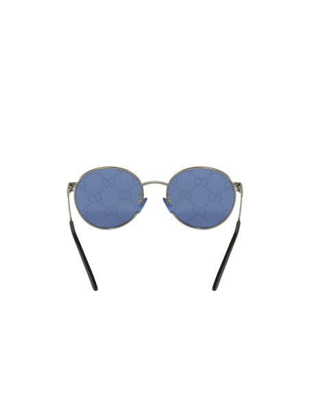 Gucci Gg0944Sa 004 Round Metal Plateado Azul Logo Espejo | Sunnies.uno
