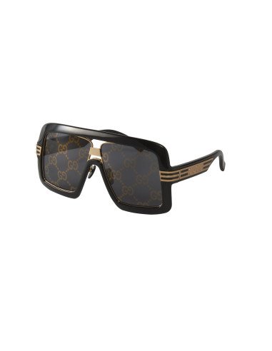 Gucci GG0900S 001 Aviator Oversized Negro Espejo Dorado