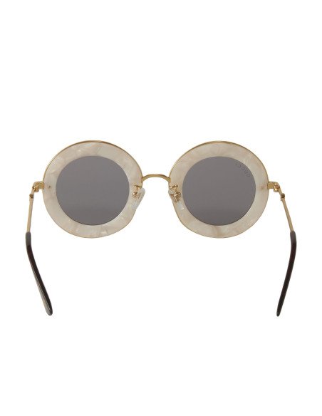 Gucci Gg0113s 003 Round L'aveugle Par Amour Plata Espejo | Sunnies.uno