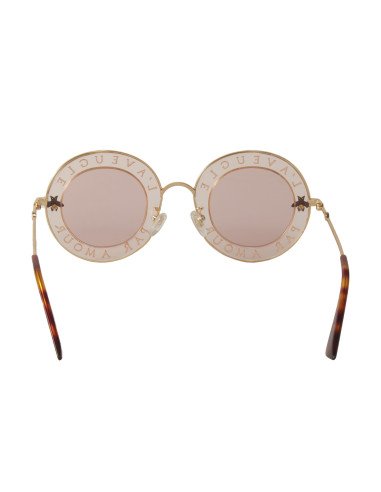 Gucci Gg0113s 004 Round L'aveugle Par Amour Rosa Dorado | Sunn...