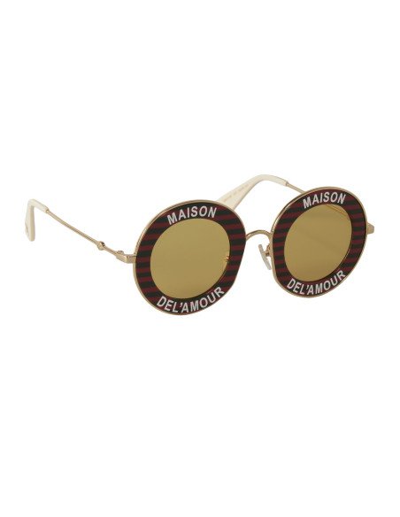 Gucci Gg0113s 007 Round Maison Del' Amour Rojo Amarillo Icon | Sunn...