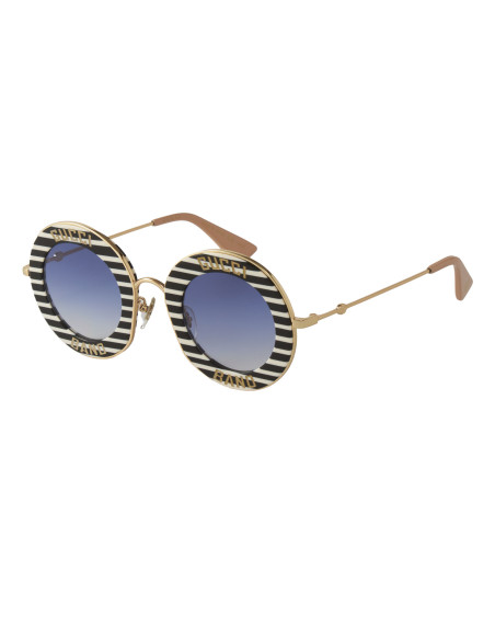 Gucci Gg0113s 008 Round Band Negro Blanco Azul degradado | Sunnies.uno