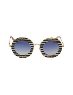 Gucci Gg0113s 008 Round Band Negro Blanco Azul degradado | Sunnies.uno 2