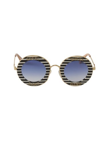 Gucci Gg0113s 008 Round Band Negro Blanco Azul degradado | Sunnies.uno