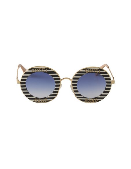 Gucci Gg0113s 008 Round Band Negro Blanco Azul degradado | Sunnies.uno