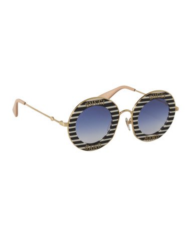 Gucci Gg0113s 008 Round Band Negro Blanco Azul degradado | Sunnies.uno