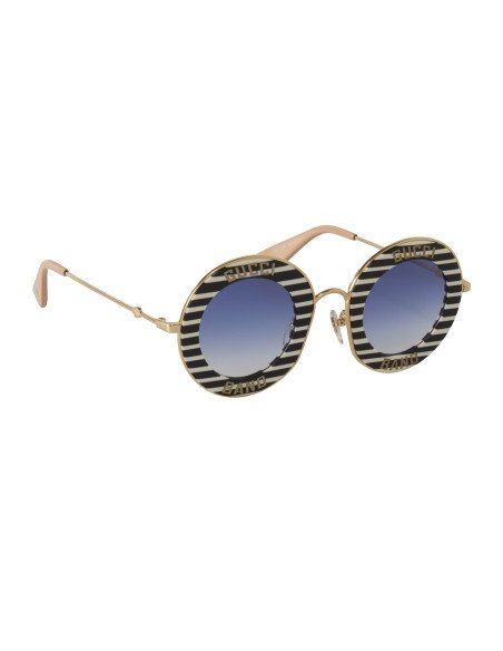 Gucci Gg0113s 008 Round Band Negro Blanco Azul degradado | Sunnies.uno