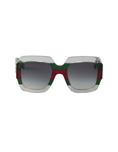 Gucci Gg0178s 001 Oversized Square Gris degradado Verde Rojo Origin...