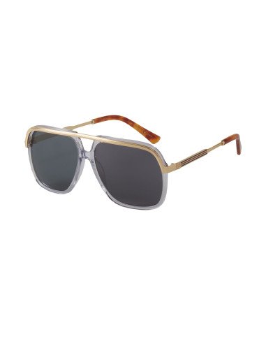 Gucci Gg0200S 004 Aviator Square Metal Gris Dorado | Sunnies.uno