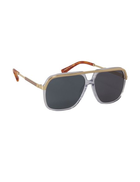 Gucci Gg0200S 004 Aviator Square Metal Gris Dorado | Sunnies.uno