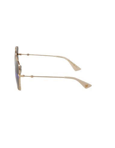 Gucci Gg0414S 002 Square Metal Negro Dorado | Sunnies.uno