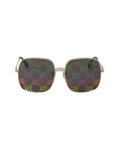 Gucci Gg0414S 003 Square Metal Espejo Negro Dorado | Sunnies.uno 2