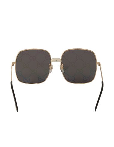 Gucci Gg0414S 003 Square Metal Espejo Negro Dorado | Sunnies.uno