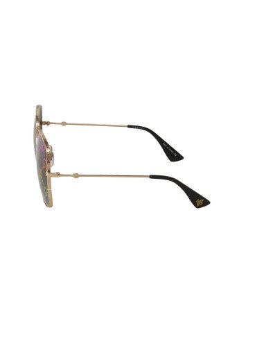 Gucci Gg0414S 003 Square Metal Espejo Negro Dorado | Sunnies.uno