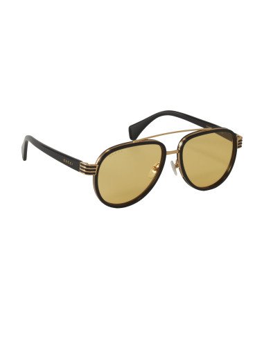 Gucci Gg0447s 002 Aviator Negro Ambar Transparente Original | Sunni...