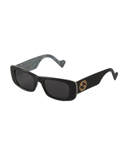 Gucci Gg0516S 001 Rectangle Shape Negro Gris Clasico Original | Sunnies.uno