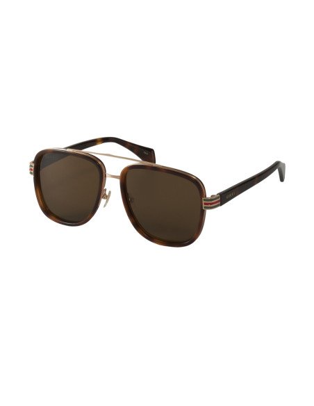 Gucci Gg0448s 005 Aviator Carey Cafe Ambar Acetato Original | Sunni...