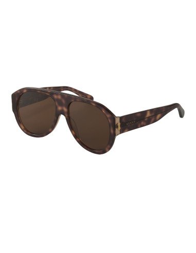Gucci GG0668S 003 Aviator Square Acetato Carey Cafe | Sunnies.uno